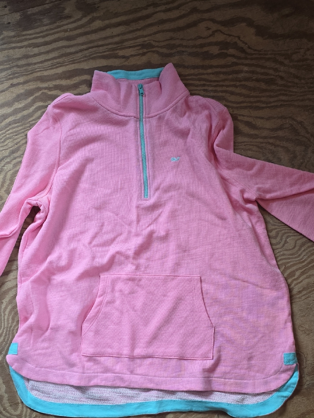 Vineyard Vines Pink Pullover with Aqua Trim